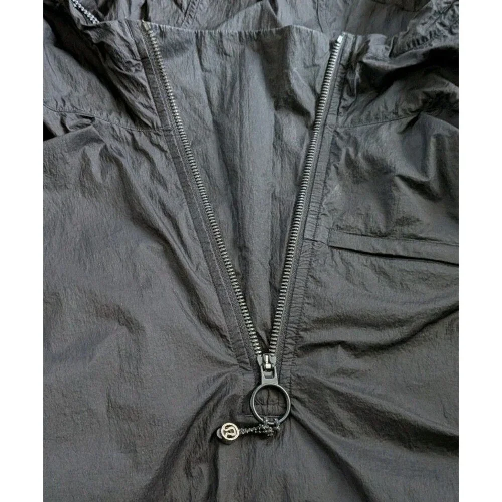 Lululemon Women's Step Out Anorak Half Zip Nylon Windbreaker Jacket Sz L Black